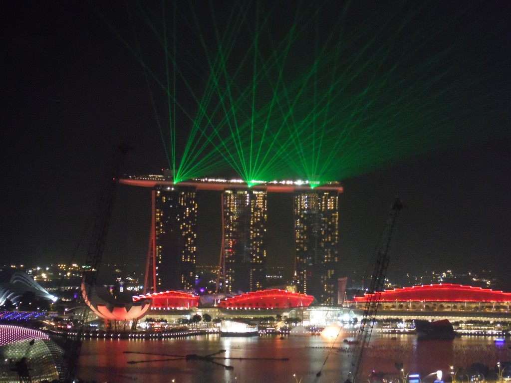 Laser Show from the Marina Bay Sands Hotel. Photo taken in January 2014