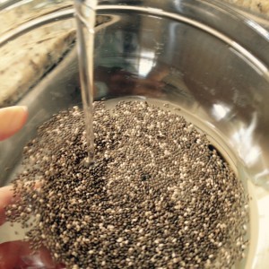 cover the seeds with water and let set for a few minutes