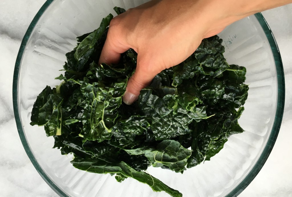 massaging kale