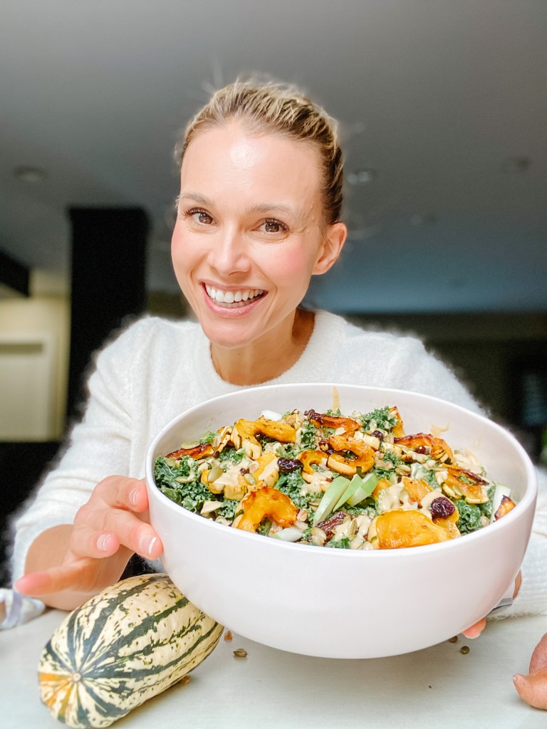 Crystal holding squash salad